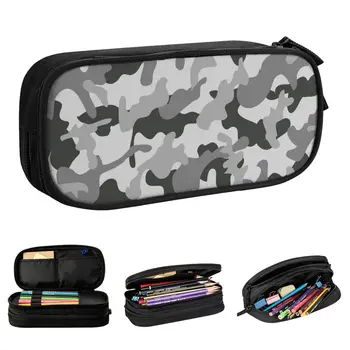 Камуфляжный военный Серый Камуфляжный пенал, текстура, Солдатская коробка для ручек, сумка для студентов, пенал для школьных принадлежностей большой емкости