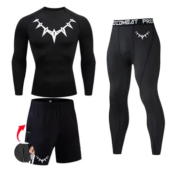 Компрессионная спортивная одежда, мужская рубашка с длинным рукавом, леггинсы для фитнеса, Спортивный солнцезащитный базовый слой, Быстросохнущий спортивный костюм для бега