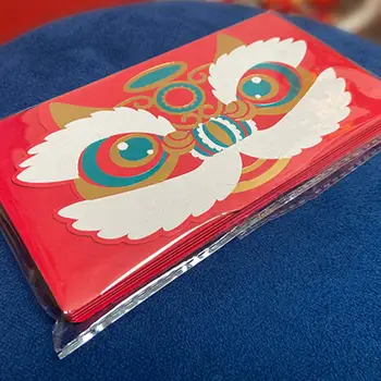 Конверт с 610 слотами Китайский Новогодний пакет Денежный мешок с мультяшным дизайном Танец Льва Сверхдлинный с 610 слотами на 2024 год