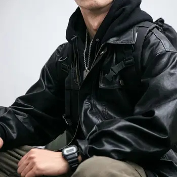Корейская Модная куртка из искусственной кожи Для мужчин 2023, Осенние Мужские куртки в стиле хип-хоп из искусственной кожи, мужские трендовые куртки Оверсайз, пальто