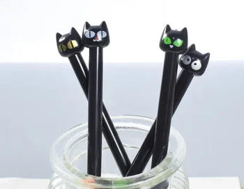 Корейские канцелярские принадлежности Big Eye Cat Black Neutral Pen Cute Cartoon Black Cat Signature Pen Оптом