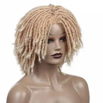 Короткие синтетические парики для чернокожих женщин, кудрявый парик с дредами на концах, 613 Омбре, светло-коричневые светлые парики с косами, связанные крючком