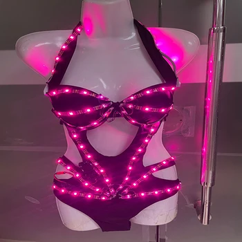 Костюм со светодиодной подсветкой/Костюм со светодиодным пикселем/Бикини со светодиодной подсветкой Jazz Bar Ds Новый Сексуальный костюм для ночного клуба Gogo Costume
