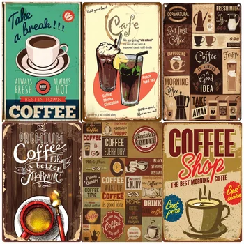 Кофейня Горячего кофе, винтажная металлическая жестяная вывеска, плакат, домашняя табличка, настенное искусство, декор паба и бара