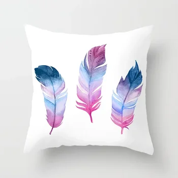 Красочный чехол для подушки с рисунком из перьев для дома, гостиной, дивана, украшения автомобиля, наволочка для подушки