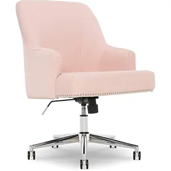 Кресло для домашнего офиса Serta Leighton с эффектом памяти, регулируемое по высоте Рабочее акцентное кресло с хромированным основанием из нержавеющей стали