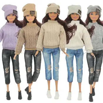 Кукольная модная зимняя одежда, свитера, брюки, повседневная одежда для куклы ручной работы, шапки, комплект одежды для куклы 29 ~ 32 см, аксессуары для кукольной одежды