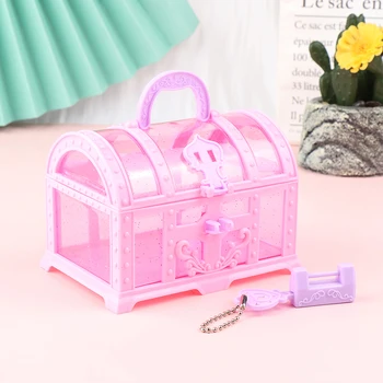 Кукольный домик, мини-шкатулка с сокровищами, Футляр для хранения ювелирных изделий с замком Для маленьких девочек, Подарочный чемодан для макияжа, коробки для детских игрушек для притворства
