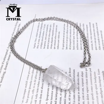 Кулон из натуральных кристаллов, прозрачный кварцевый Точечный камень, Ювелирное ожерелье для гадания, духовной медитации.