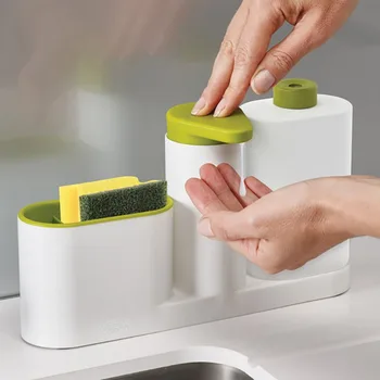 Кухонный дозатор мыла с держателем губки, бутылка для дезинфицирующего средства для рук и моющего средства, подставка для розлива жидких моющих средств, Кухонный гаджет для ванной комнаты