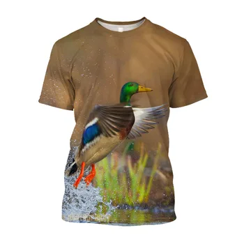 Летние мужские футболки с камуфляжным рисунком животных с 3D принтом охотничьей утки, футболки оверсайз, винтажные топы, эстетичная футболка 90-х годов.