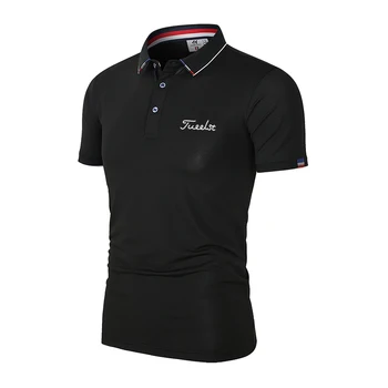Летняя мужская рубашка для гольфа из быстросохнущего дышащего полиэстера / спандекса с короткими рукавами, повседневная модная спортивная футболка, одежда для гольфа