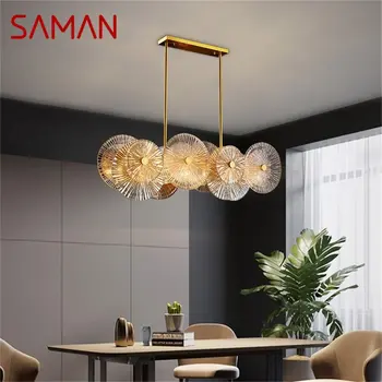 Люстра SAMAN Золотой Прямоугольник Подвесной светильник Постмодернистский домашний Креативный светильник для гостиной-столовой