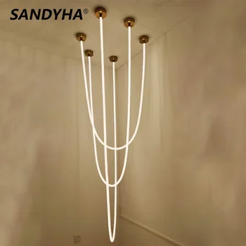 Люстры SANDYHA Minimalist Line Art Design, светодиодные лампы для гостиной, столовой, Подвесное освещение, декор, блеск для салона красоты