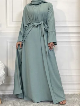 Марокко Вечернее Платье Мусульманские Женщины Абая Комплект из 2 Частей Платье Без Рукавов + открытая Абая Молитвенный Кафтан Дубай Турция Longue Vestidos Largo