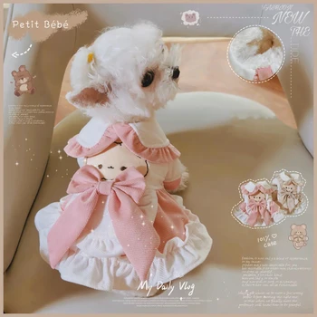 Милое плюшевое платье принцессы для маленьких средних собак, одежда для собак породы чихуахуа Йоркшир, супер Теплые платья для щенков, юбки для собак с розовым бантом