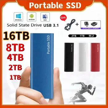 Мини Портативный SSD Жесткий Диск 16 ТБ 8 ТБ Type-C / USB3.1 Внешний Мобильный Накопитель 4 ТБ 2 ТБ Высокоскоростной Жесткий Диск Для Портативных ПК