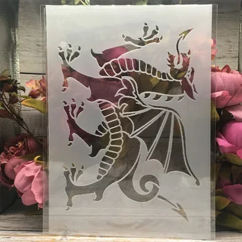 Многослойные трафареты Welsh Dragon формата А4 29 см, настенная живопись, раскраска для вырезок, альбом для тиснения, декоративный шаблон