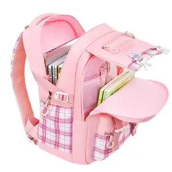 Многофункциональный женский рюкзак в клетку Большой емкости Водонепроницаемые рюкзаки для девочек-подростков Школьная сумка через плечо Bagpack