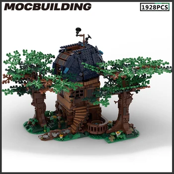 Модель Домика на дереве Обсерватории, строительные блоки MOC, Лесная хижина, Идеи подарков на день рождения, коллекция игрушек для показа
