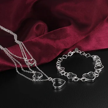 Модные Дизайнерские браслеты с сердечками из стерлингового серебра 925 Пробы, Комплекты ювелирных изделий для женщин, Классическая Модная вечеринка, Свадебные Подарки для пары