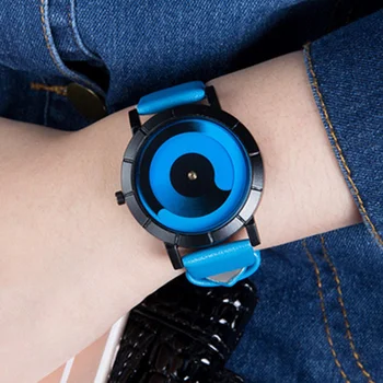 Модные креативные вращающиеся часы Женские Мужские Спортивные часы С синим кожаным ремешком, кварцевые наручные часы Унисекс Reloj Mujer Montre Femme