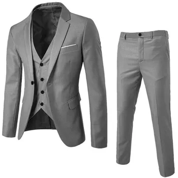 Модный мужской классический комплект из 3 предметов, костюм для свадебного ухода, приталенные мужские костюмные комплекты большого размера, мужской блейзер + брюки + жилет