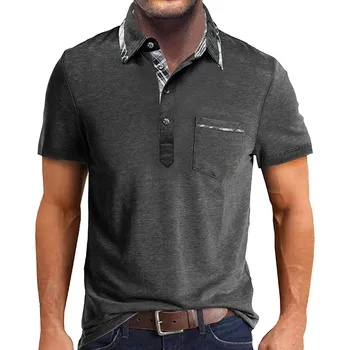 Мужская весенне-летняя футболка Henley с коротким рукавом, однотонный топ с множеством пуговиц, футболки Унисекс