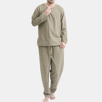 Мужская домашняя пижама, футболка с длинным рукавом, пижамный комплект, Осенняя мода на каждый день, высококачественные однотонные длинные штаны, пижамный комплект из 2 предметов