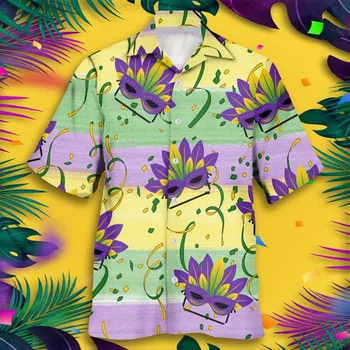 Мужская карнавальная рубашка, блузки с короткими рукавами, однобортная весенне-летняя рубашка, дышащие красивые мужские майки с 3D принтом
