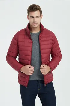 Мужская куртка со стоячим воротником, легкое короткое зимнее пальто с хлопковой подкладкой для мужчин среднего возраста, однотонное приталенное пальто, новинка 2023 года