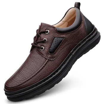 Мужская обувь из натуральной кожи, Деловая официальная обувь, дышащие кроссовки из 100% воловьей кожи, 2023 Новые кожаные кроссовки