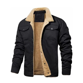 Мужская осенне-зимняя ретро плюшевая куртка, Утолщенная Ветрозащитная Свободная Удобная Теплая Модная Повседневная рабочая куртка в уличном стиле