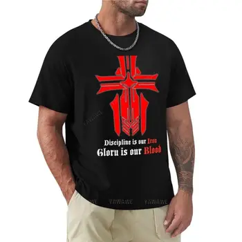 мужская хлопчатобумажная футболка black Azur Lane - Логотип Iron Blood со слоганом, Черная футболка, аниме, пустые футболки, рубашки с кошками, мужская одежда