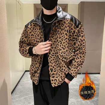 Мужские куртки Zongke с леопардовым принтом для мужчин Зимнее мужское пальто Осенняя верхняя одежда Самые продаваемые товары 2023 Мужские пальто Парка класса Люкс