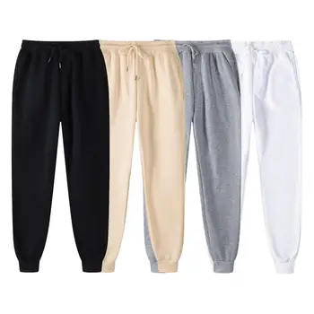 Мужские мягкие брюки, мужские спортивные брюки из толстого плюша, брюки средней длины с эластичной резинкой на талии и окаймлением по щиколотку, со свободными карманами