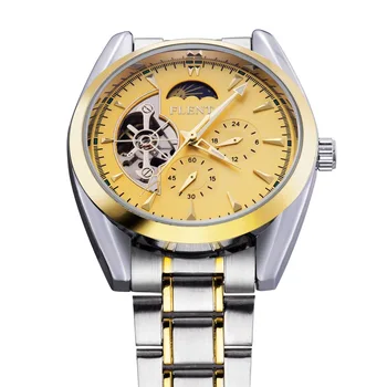 Мужские наручные часы Moon Phase на ремешке из нержавеющей стали с автоматическим подзаводом, мужские наручные часы