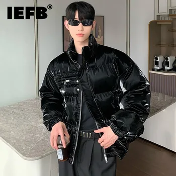 Мужские стеганые куртки с жидким воротником-стойкой IEFB, однотонная Корейская мода, хлопчатобумажные пальто в корейском стиле, зимняя стильная новинка 9C3962