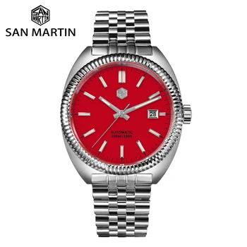 Мужские часы San Martin YN55 40 мм, оригинальный дизайн, повседневные спортивные Автоматические Механические часы, безель, роскошный сапфир, 10 бар, водонепроницаемый