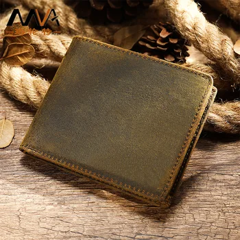 Мужской короткий кошелек в стиле ретро из натуральной коровьей кожи, клатч для карт