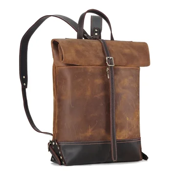 Мужской рюкзак из натуральной кожи, кожаная школьная сумка Crazy Horse, дорожная сумка для ноутбука