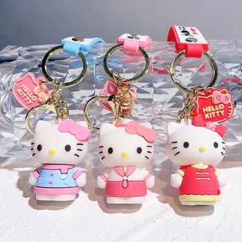 Мультяшный брелок Sanrio Kawaii Hello Kitty, силиконовый брелок с подвеской, милые фигурки, игрушки, модель автомобиля, рюкзак, брелок для ключей, украшение