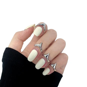 Набор металлических колец для дизайна ногтей на пальцах из 4шт, открывающие кольца для женщин, Модные тренды для девочек, Регулируемое кольцо в хвост, Подарок для вечеринки