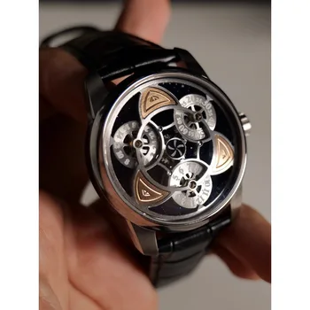 Наручные часы Tourbillon, часы с микроротором, Ретро персональный циферблат, водонепроницаемое сапфировое зеркало, механические наручные часы для мужчин