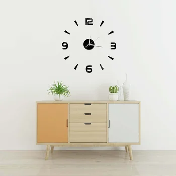 Настенные Часы DIY: Декоративные 3D Черные Настенные Часы С Арабскими Цифрами, Настенные Часы для Гостиной, Спальни, Наклейки для Дома