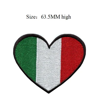 Нашивка с изображением Флага Италии в виде сердца высотой 63,5 мм/Сделай САМ /приклеивание ткани/пошив