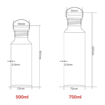 Нетоксичная титановая бутылка для воды без запаха, повышающая чистоту напитка, идеально подходит для любителей активного отдыха 500 мл / 750 мл