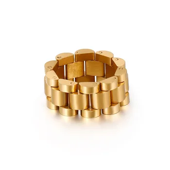 Новая мода Женщины Мужчины Шириной 10 мм Цвет Золотой Черный Титановая сталь Простая полукруглая цепочка для часов Кольца Ювелирные изделия в подарок