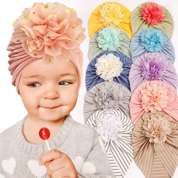 Новая полосатая детская шапочка Детская шапочка-ободок с позолоченным цветком с галогенной дверью Детская шапочка для худенькой девочки