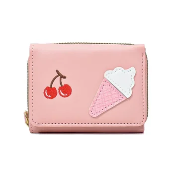 Новая простая милая нежная сумочка с вишневым мороженым большой емкости, женский противоугонный кошелек с защитой от размагничивания, сумка для карт